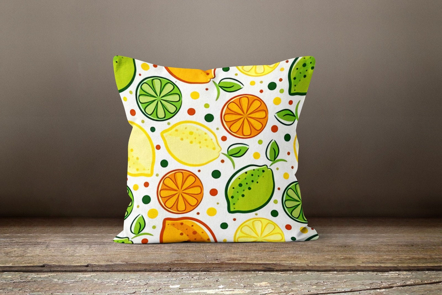 Fruit and Lemon Citrus Pattern Cushion Cover