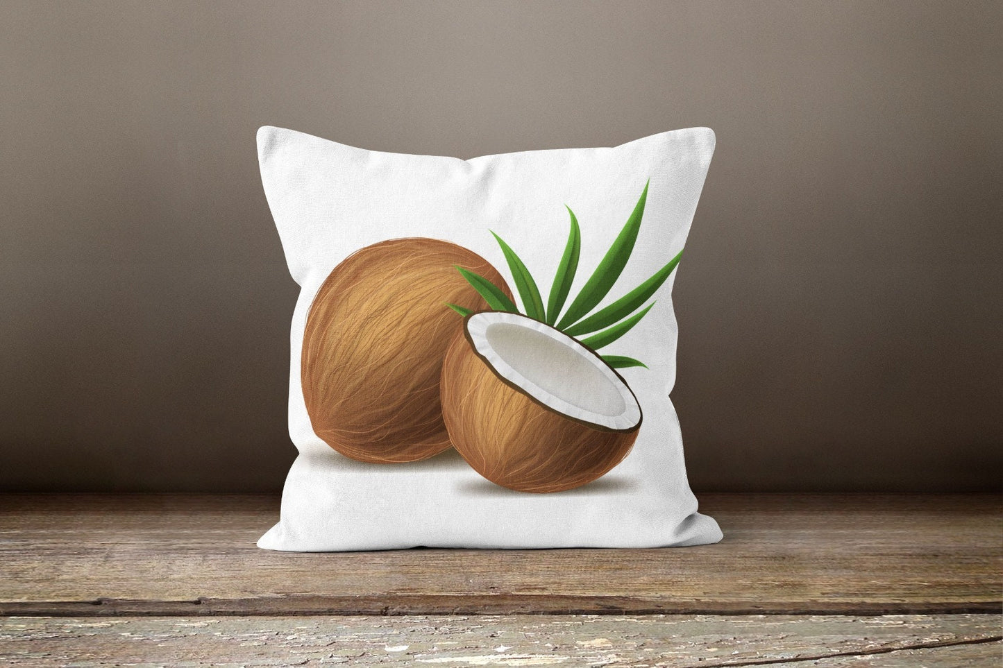 Tropical Coconuts and Palm Leaves Cushion Cover, Summer Design