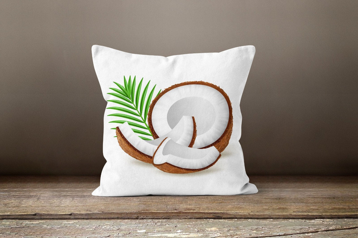 Tropical Coconuts and Palm Leaves Cushion Cover, Summer Design