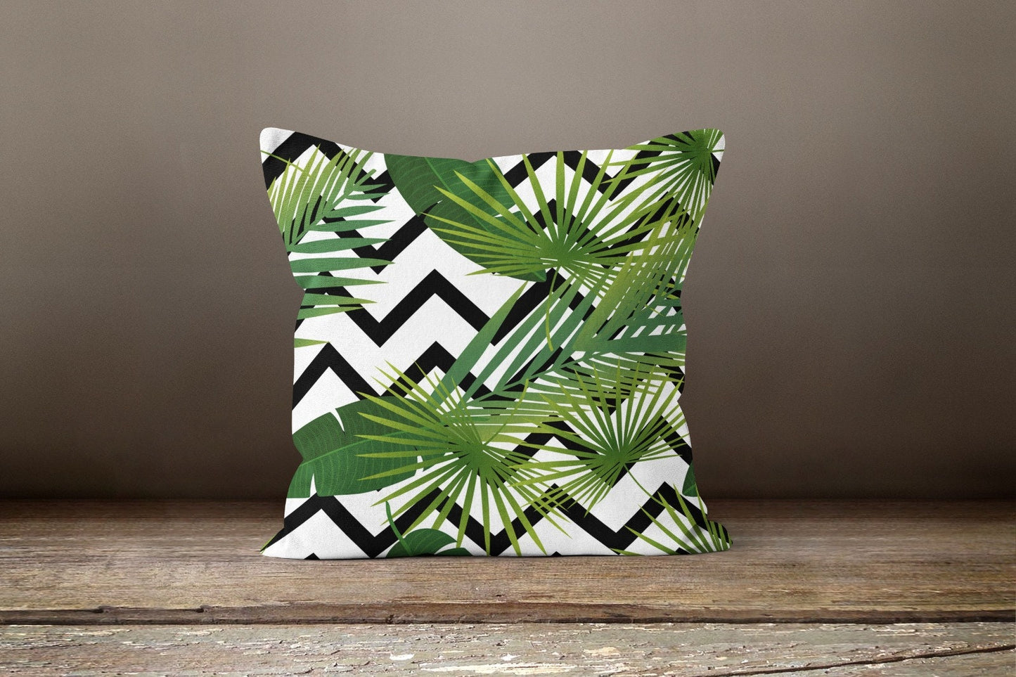 Green Palm Leaves Botanical Monstera Cushion Cover