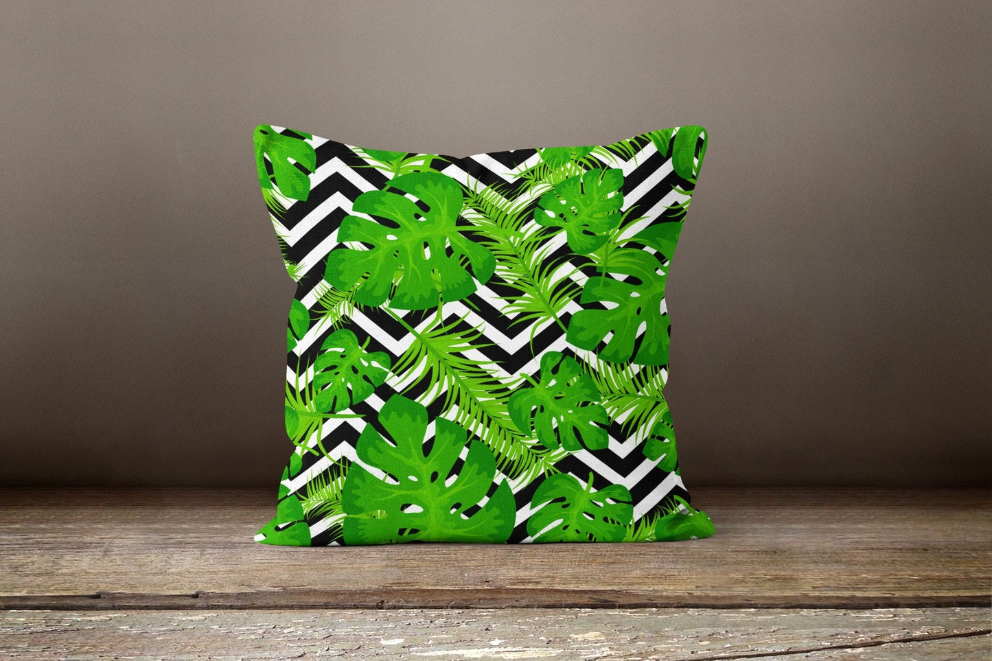 Green Palm Leaves Botanical Monstera Cushion Cover