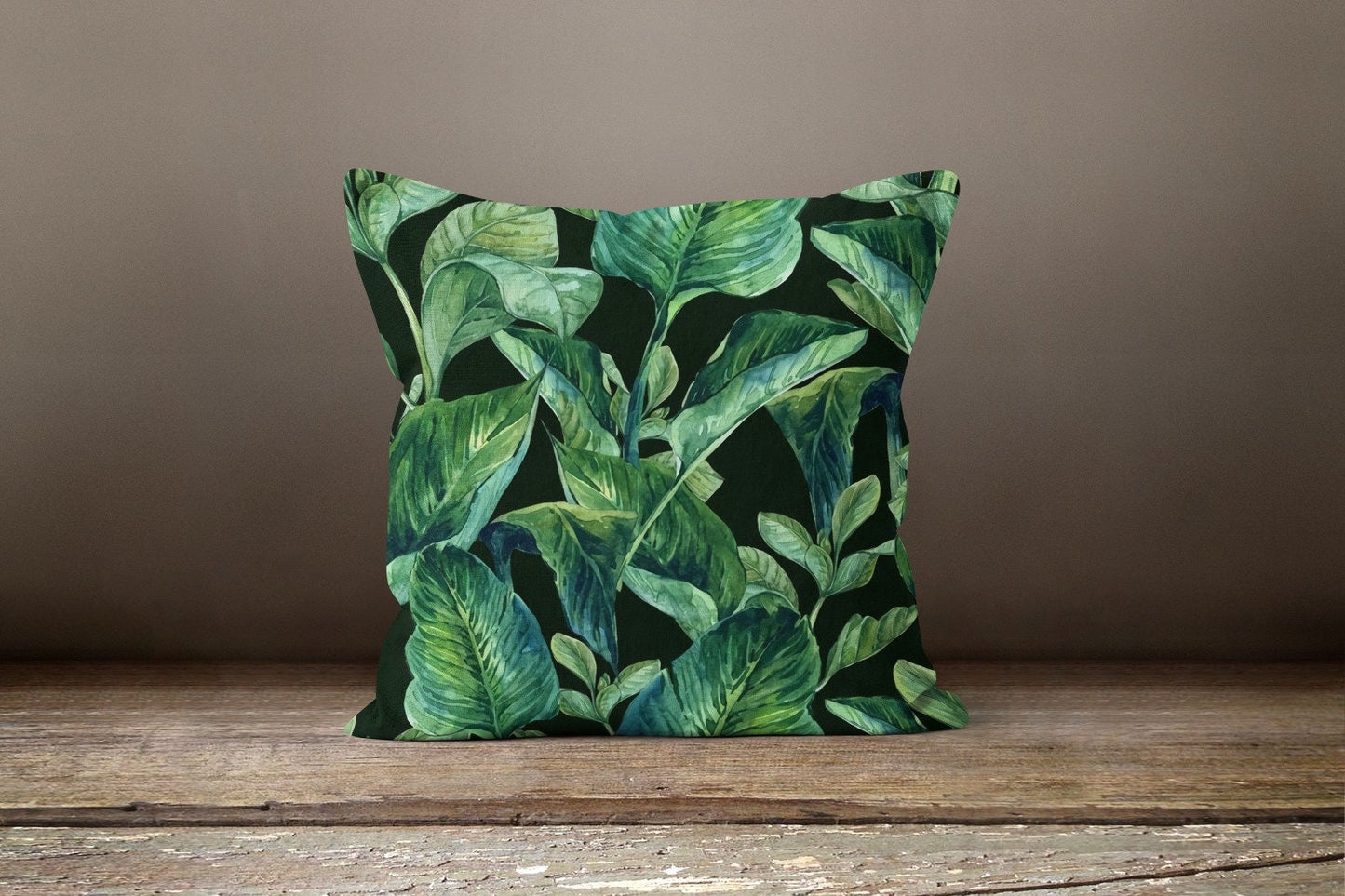 Green Palm Leaves Tropical Flower Cushion Cover