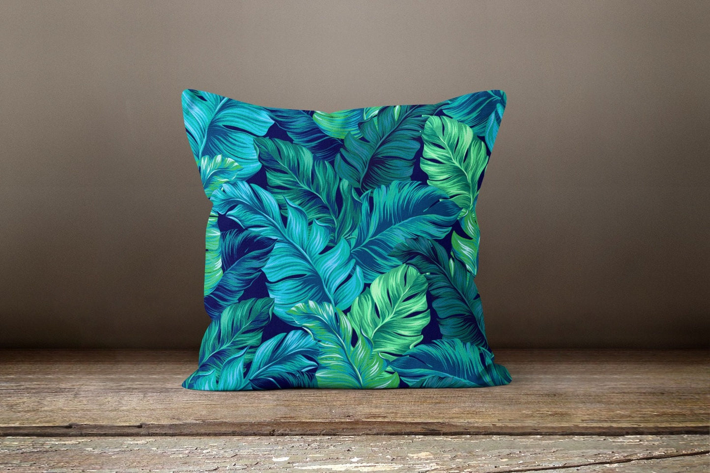 Green Palm Leaves Tropical Flower Cushion Cover