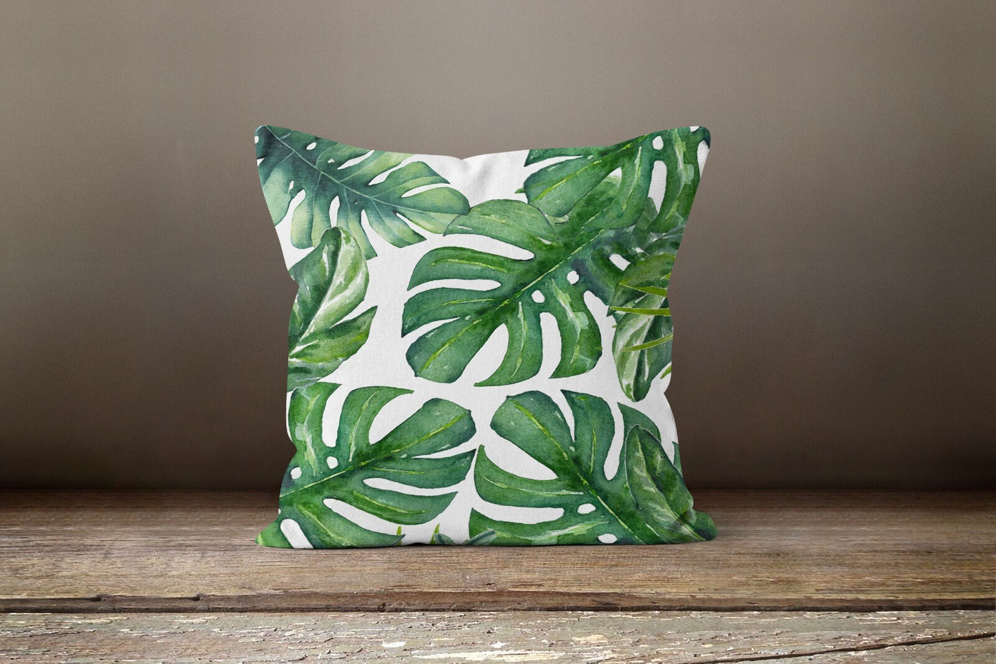 Green Palm Leaves Monstera Decorative Cushion Cover