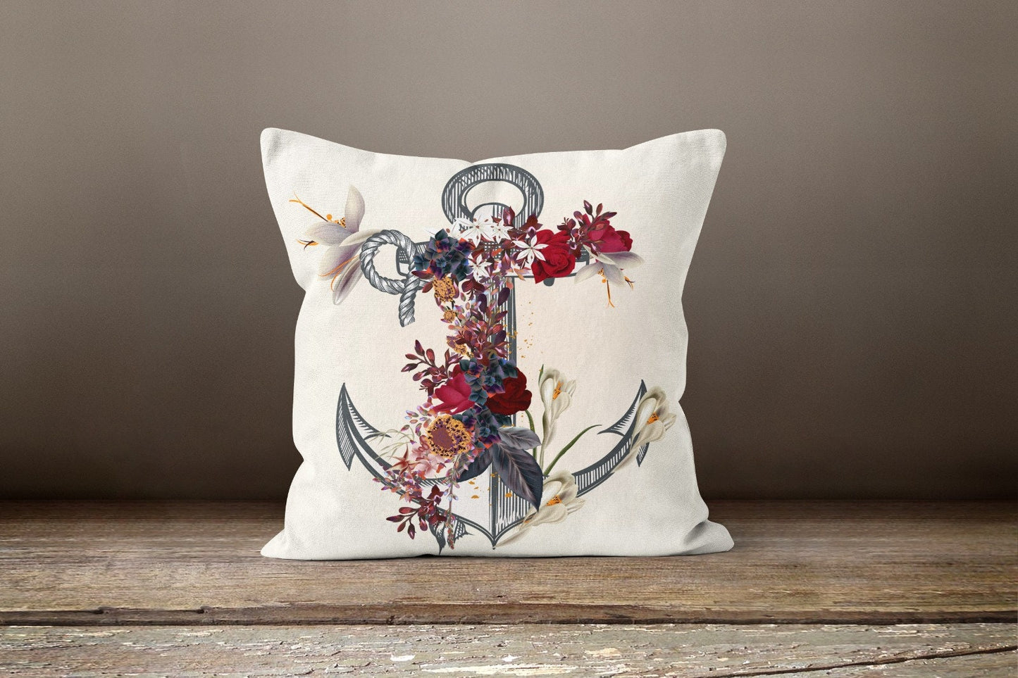 Nautical Anchor Cushion Cover, Navy Blue Nautical Maritime Decor