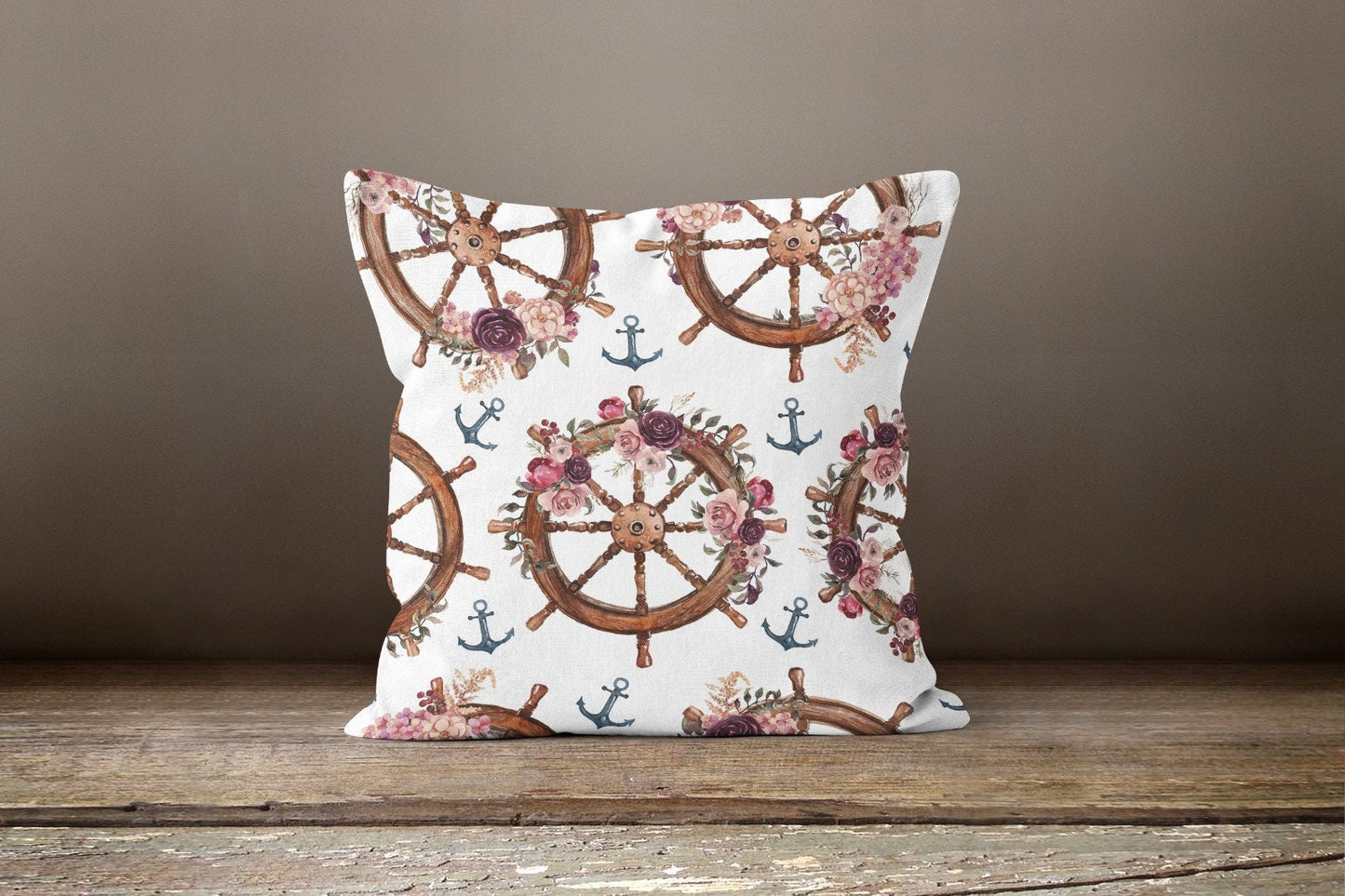 Nautical Anchor Cushion Cover, Navy Blue Nautical Maritime Decor