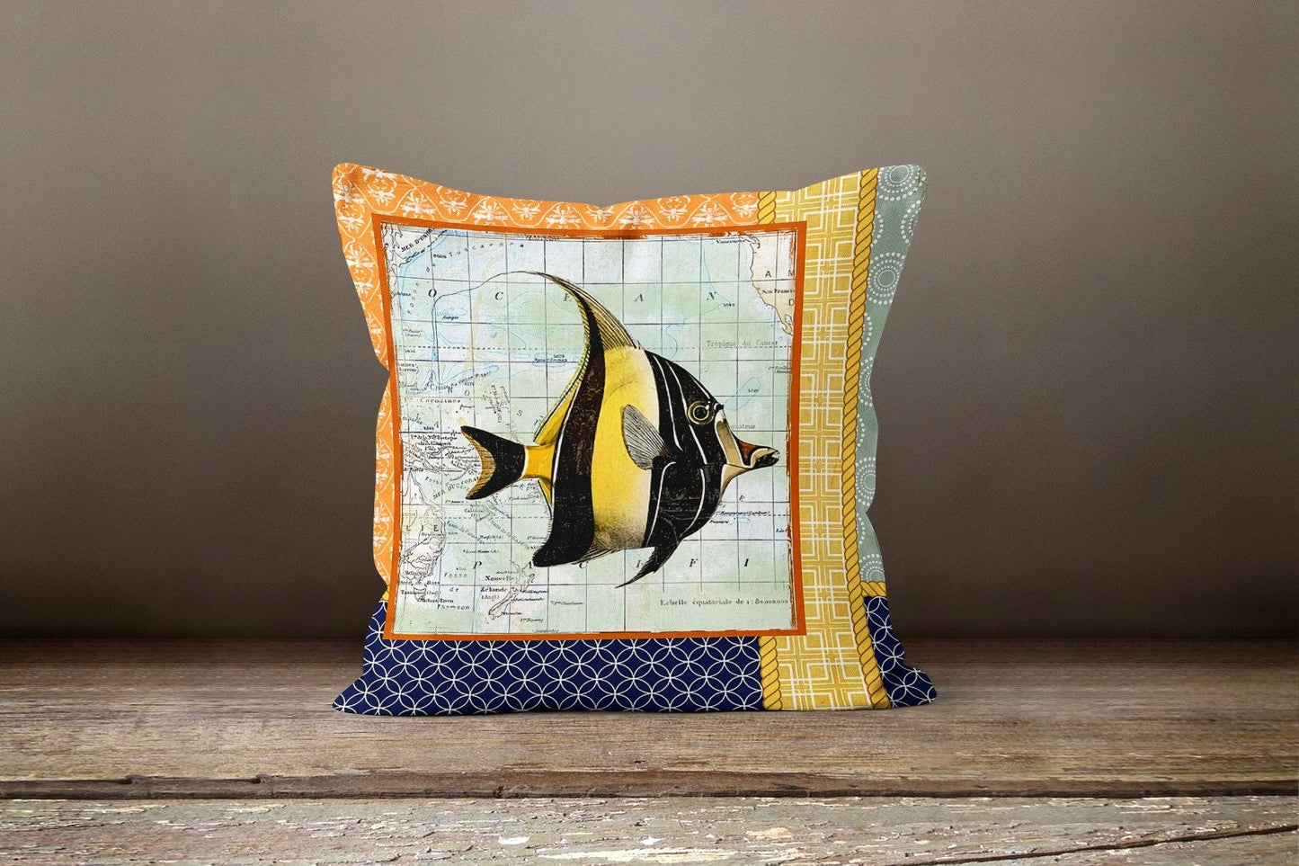 Beach House Decor Nautical Crab Cushion Cover