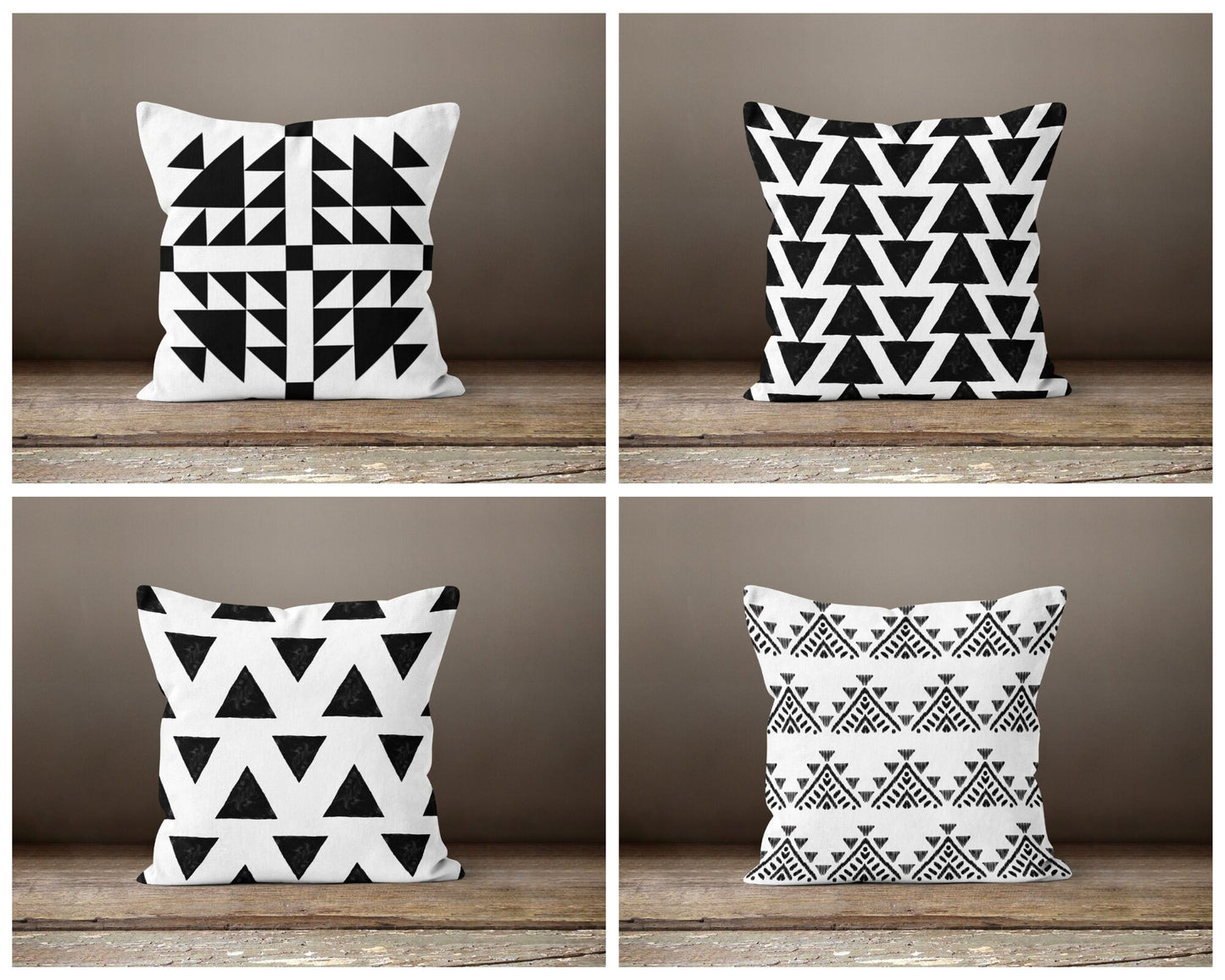 Black and White Tribal, Symmetrical Arrowhead Cushion Cover