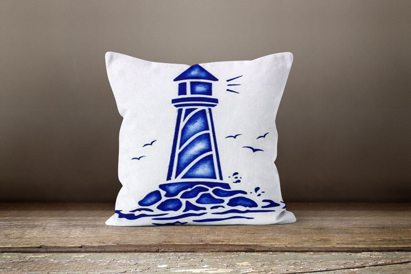 Nautical Blue Anchor Rope Coastal Cushion Cover