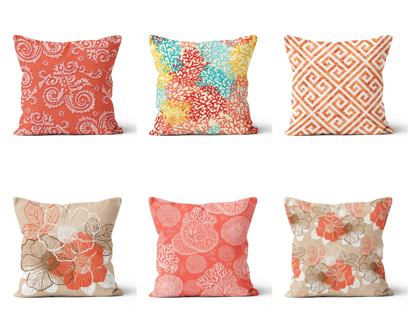 Marine Coastal Terracotta Coral Beach Cushion Cover