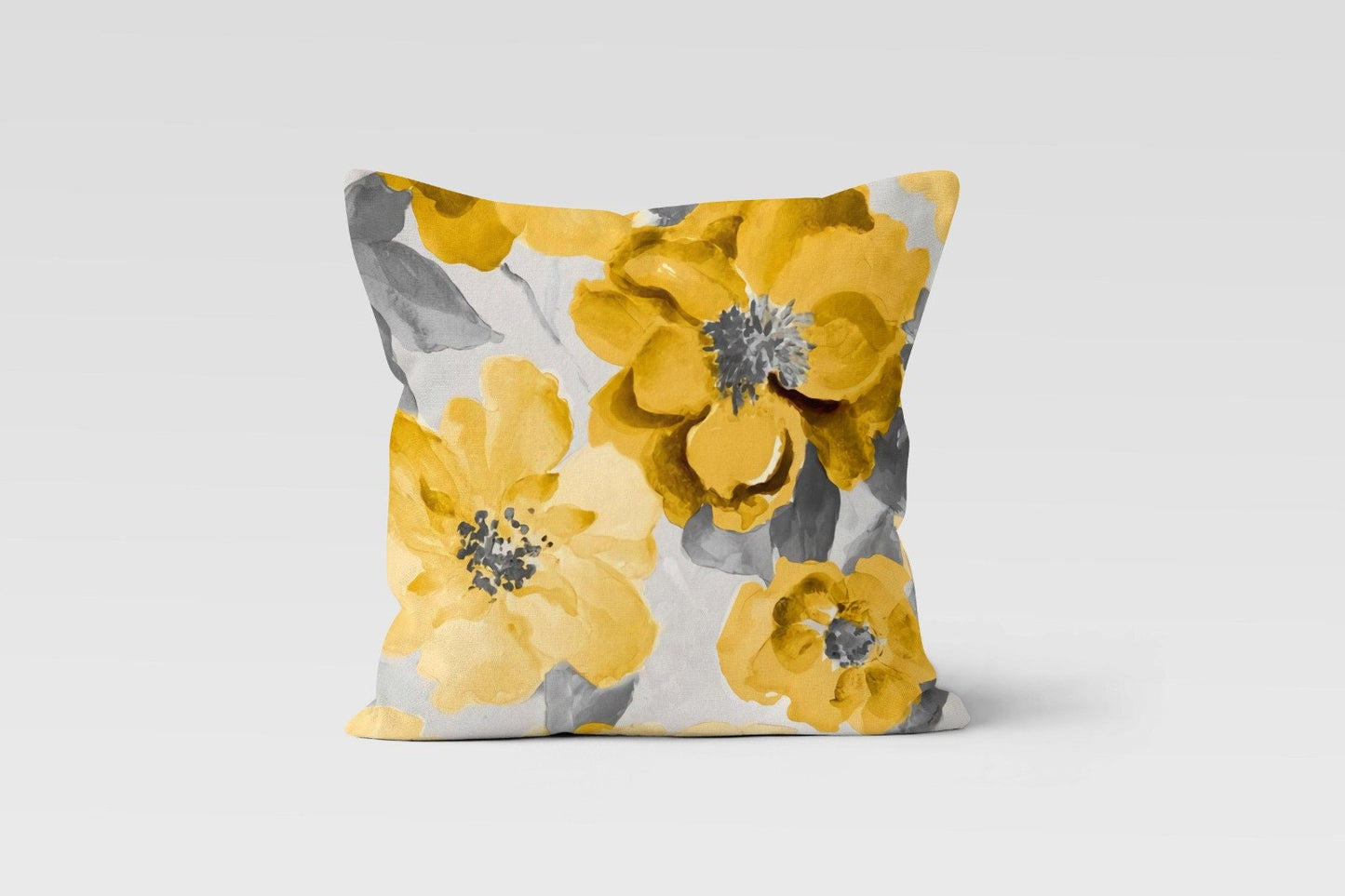 Mustard Grey Modern Floral Decorative Cushion Cover