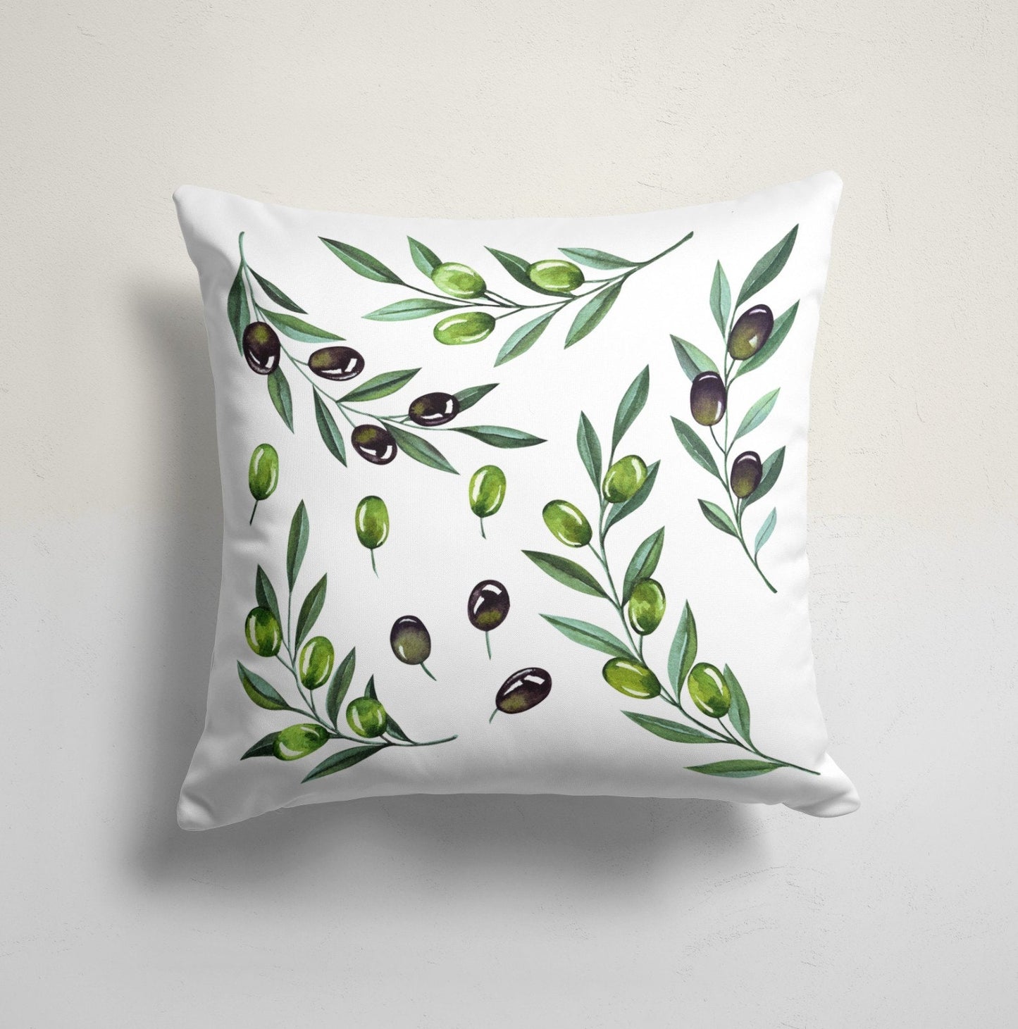 Green and Black Olive Tree Cushion Cover