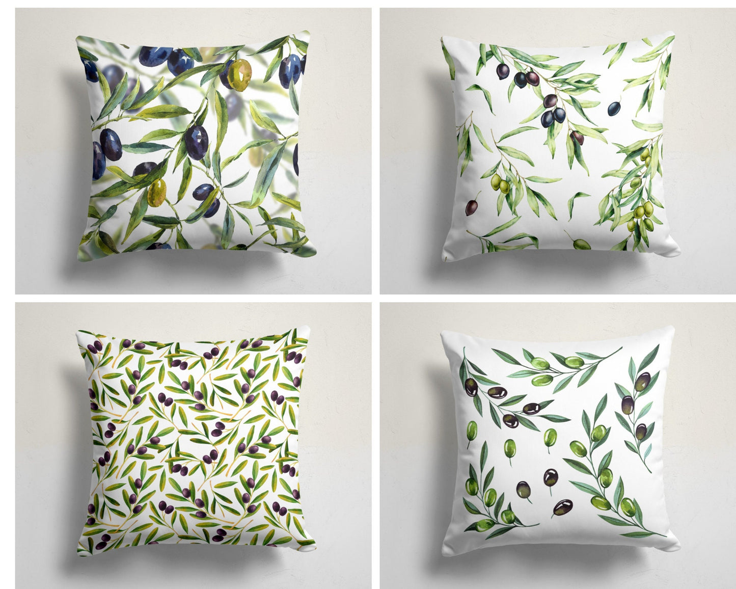 Green and Black Olive Tree Cushion Cover