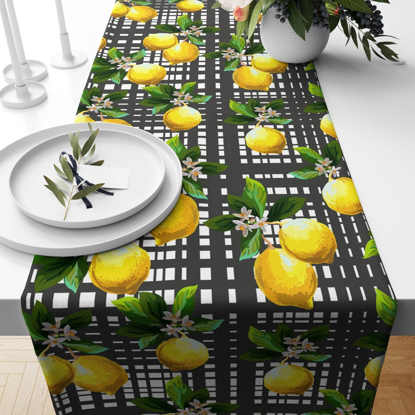 Olive and Lemon Table Runner
