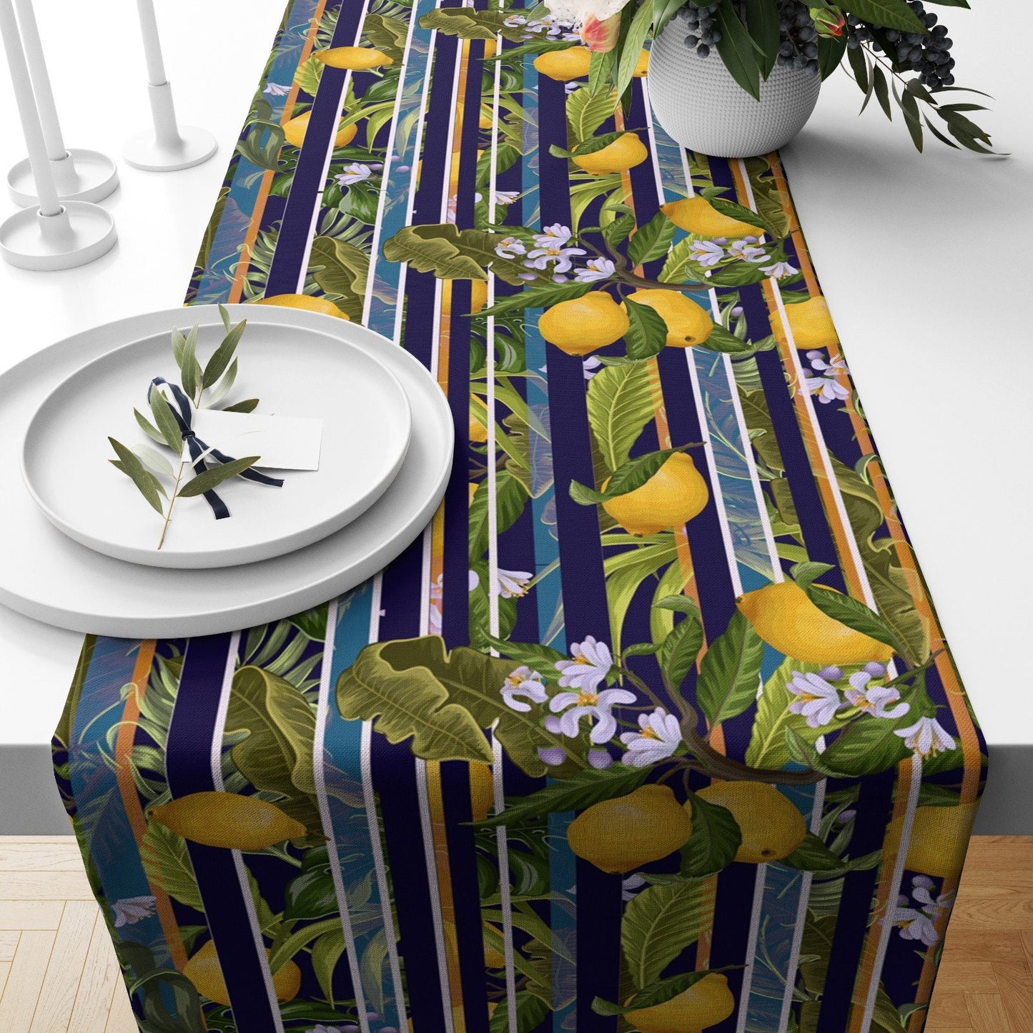 Olive and Lemon Table Runner