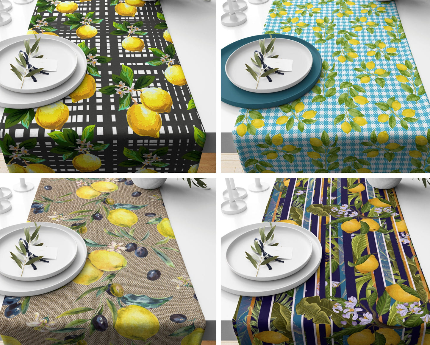Olive and Lemon Table Runner