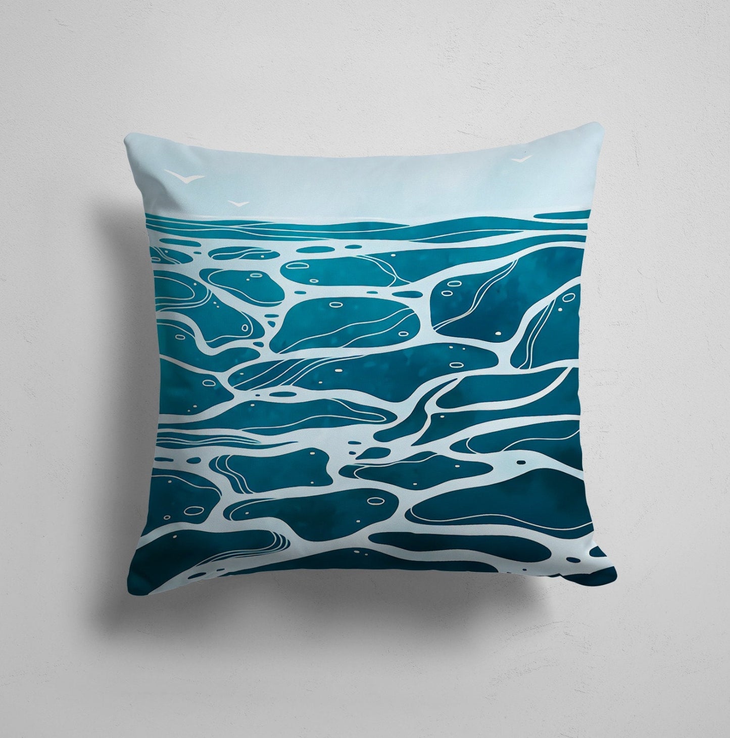 Sea Waves and Turtle Pattern Sunbath Cushion Cover