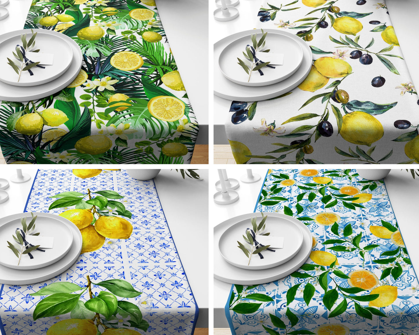 Citrus Lemon and Lime Table Runner - Handmade