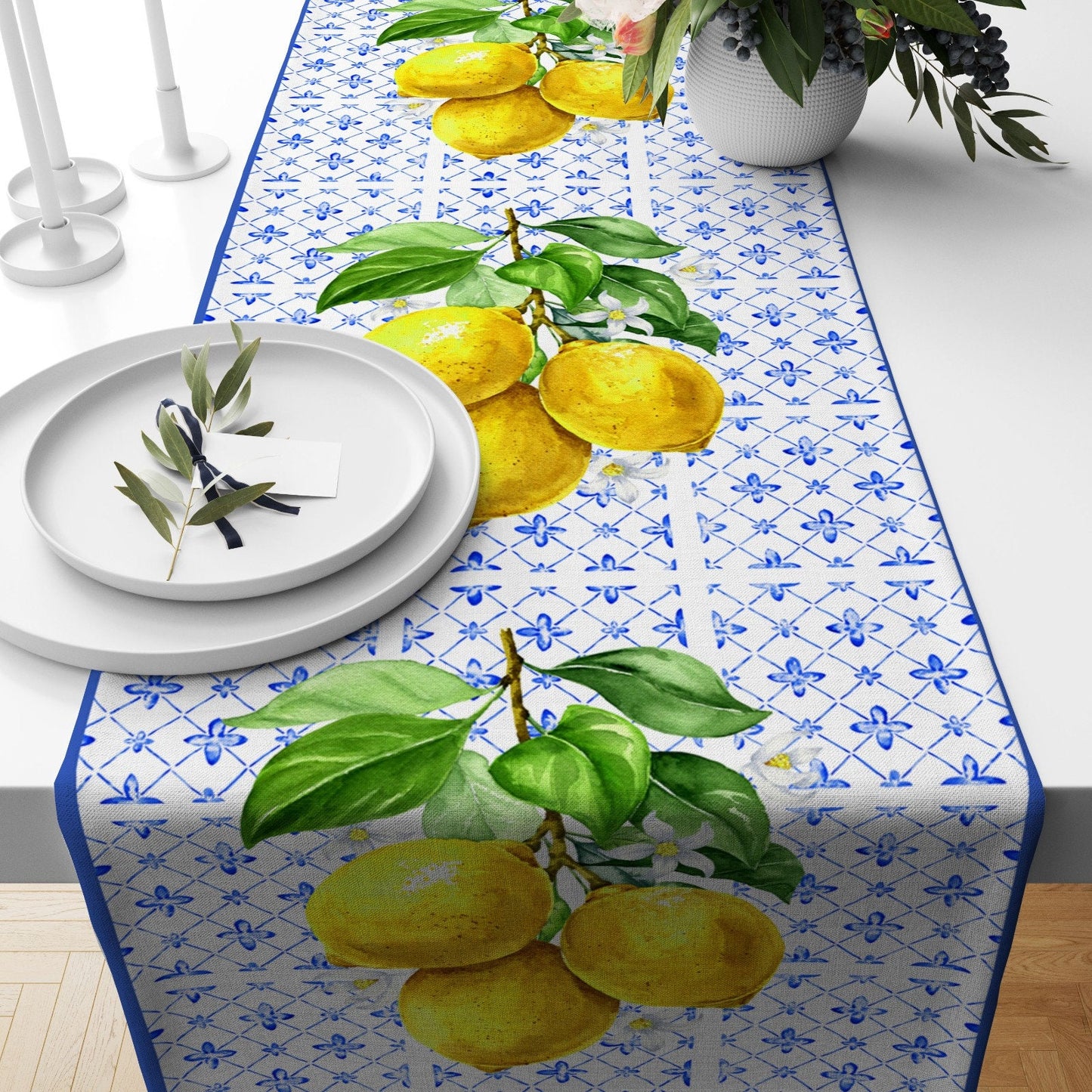 Citrus Lemon and Lime Table Runner - Handmade