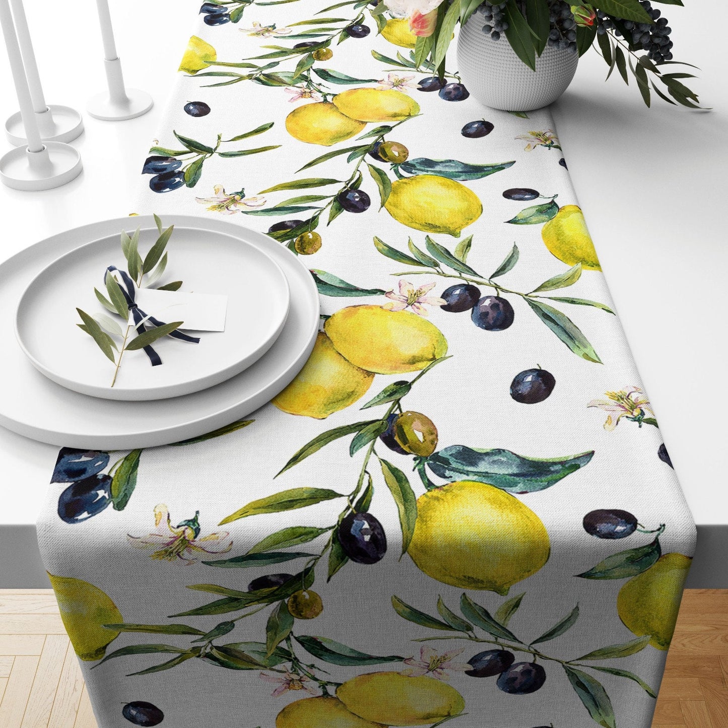Citrus Lemon and Lime Table Runner - Handmade