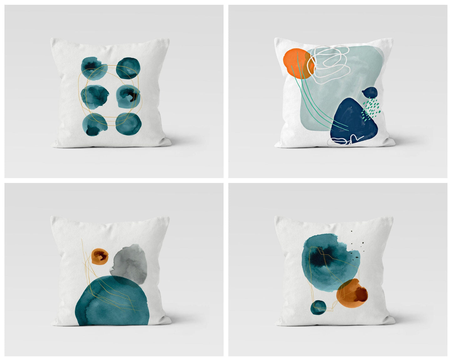 Abstract Mid Century Modern Turquoise Cushion Cover