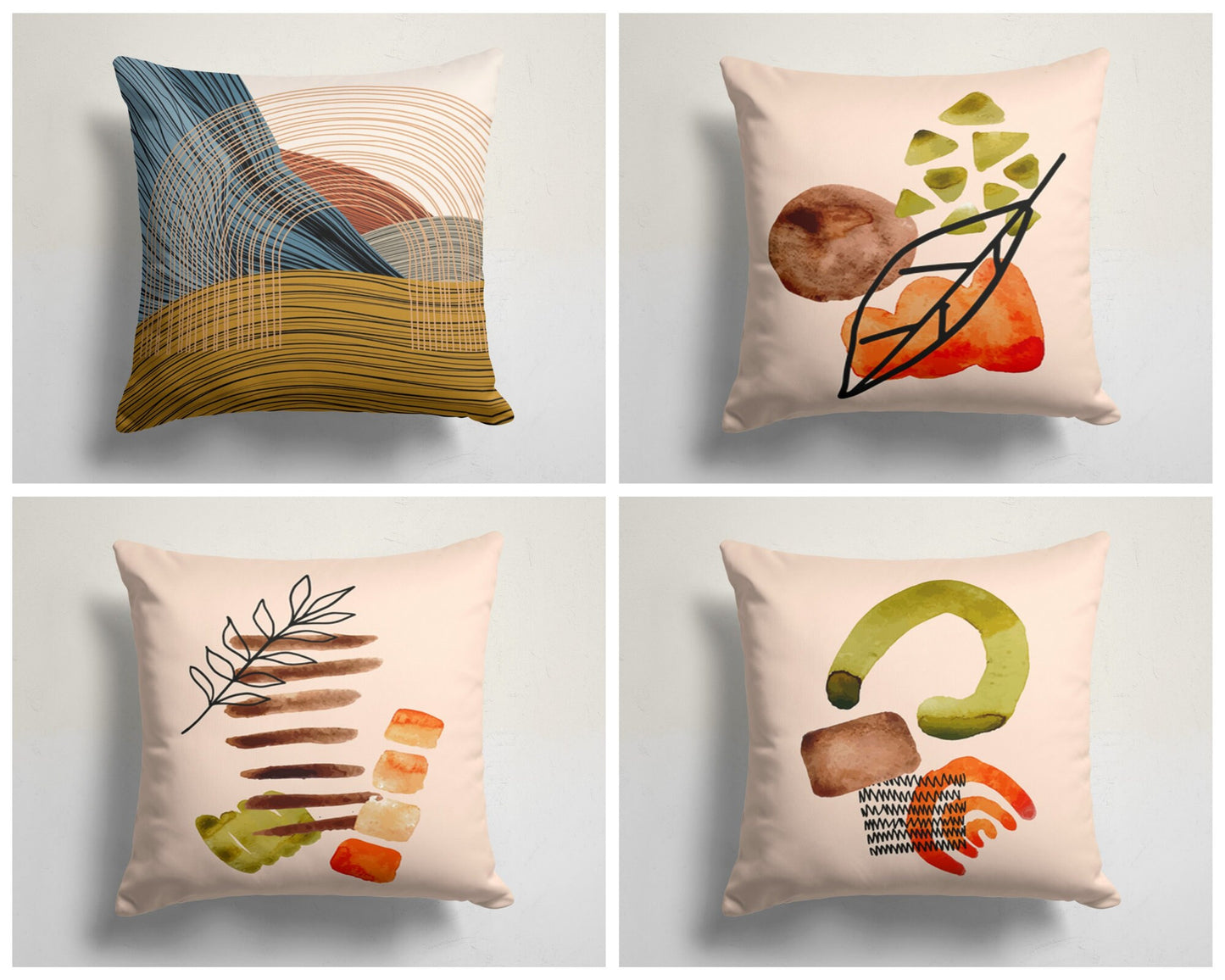 Abstract Mid Century Modern Retro Pillow Covers