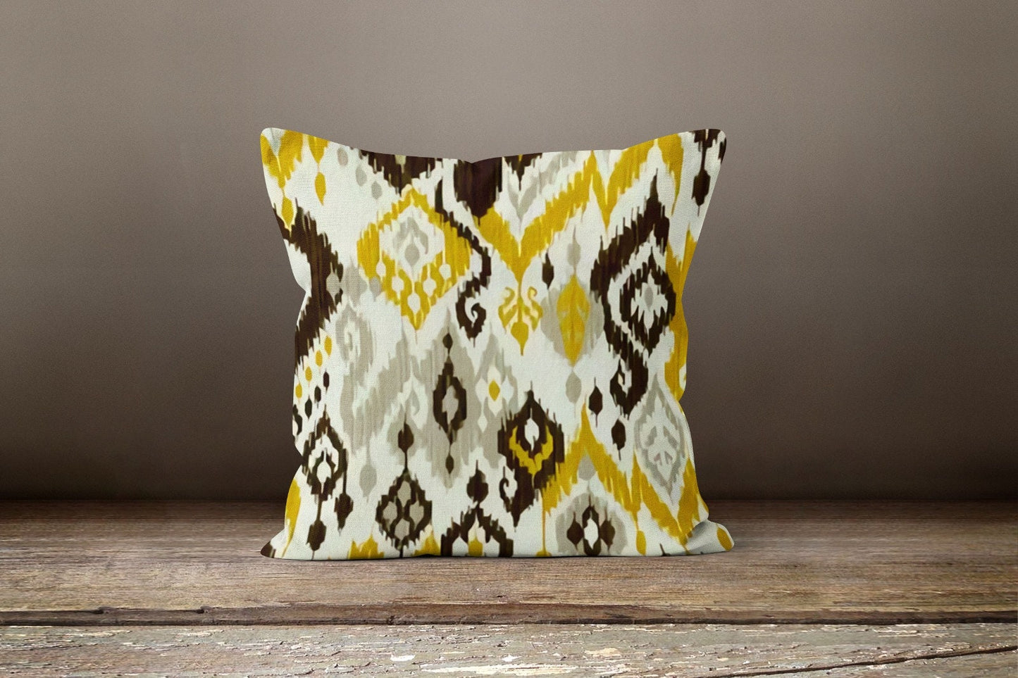Abstract Yellow Bloom, Bold Stripe, Ikat Streaks Cushion Cover