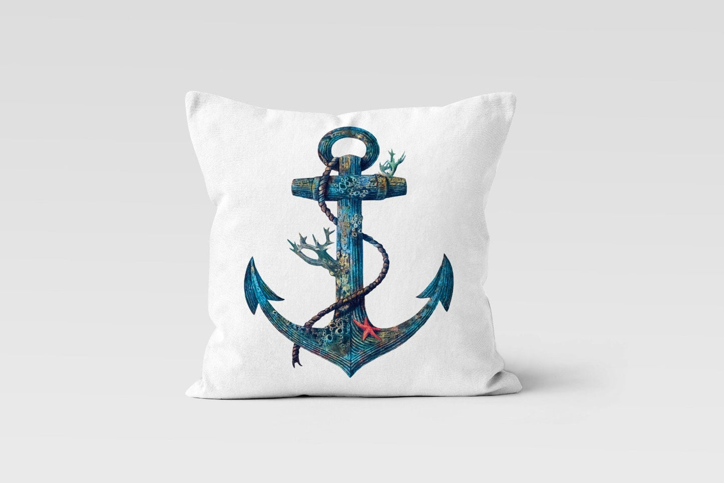 Nautical Anchor Blue Marine Cushion Cover