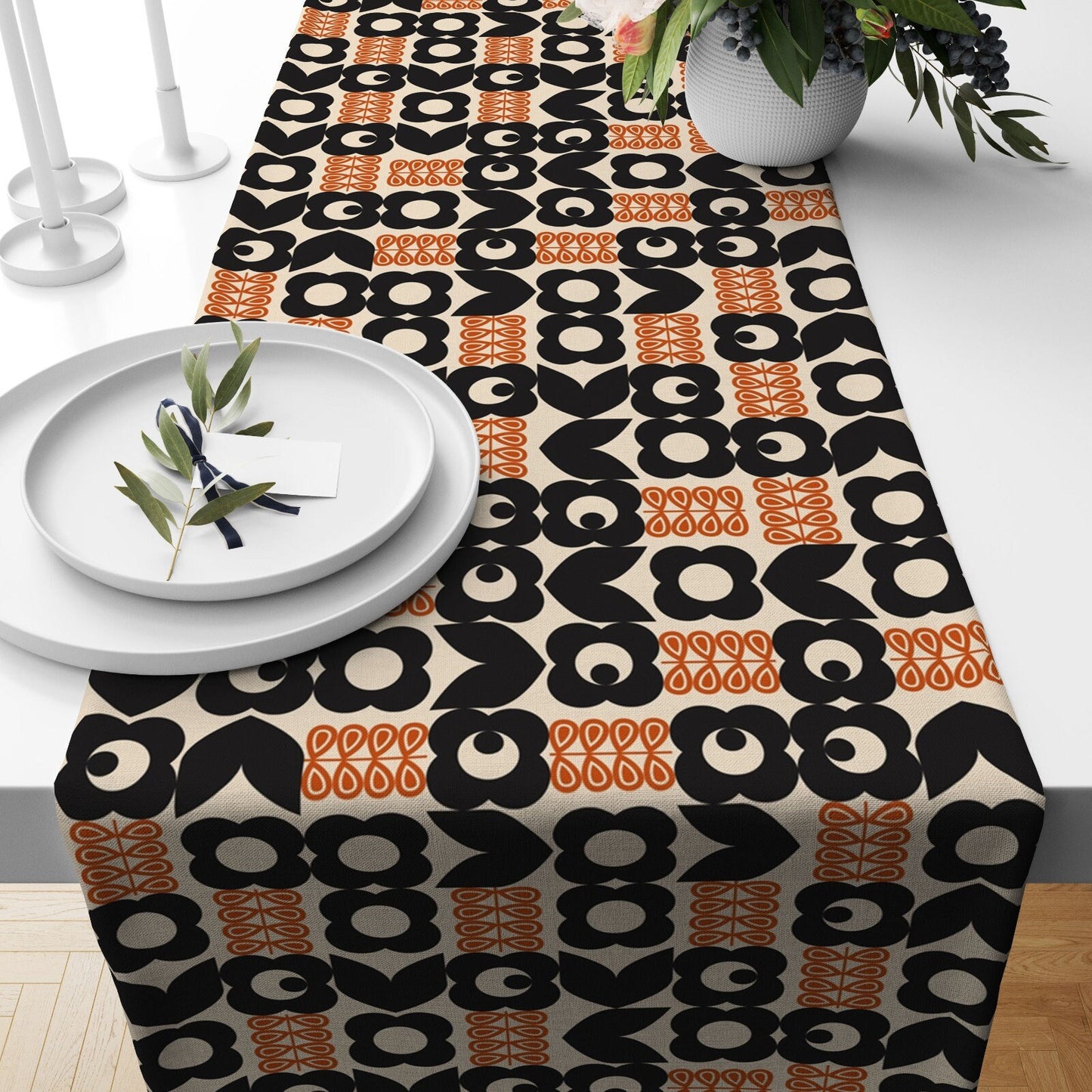 Colourful Retro Mid Century Modern Geometric Table Runner