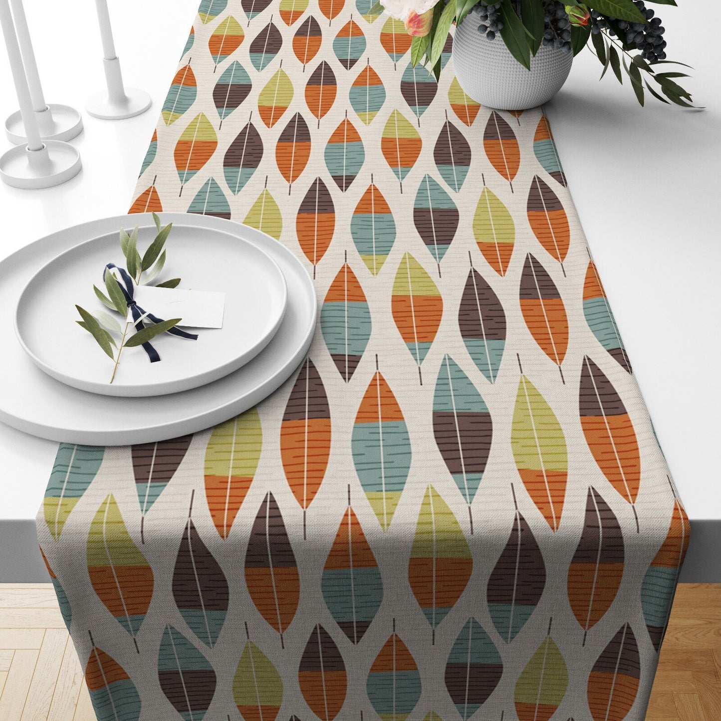 Colourful Retro Mid Century Modern Geometric Table Runner