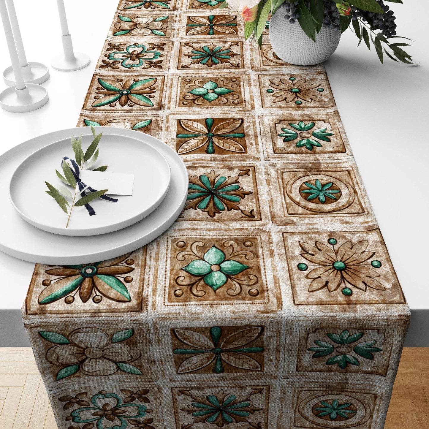 Geometric Mid Century Modern Table Runner