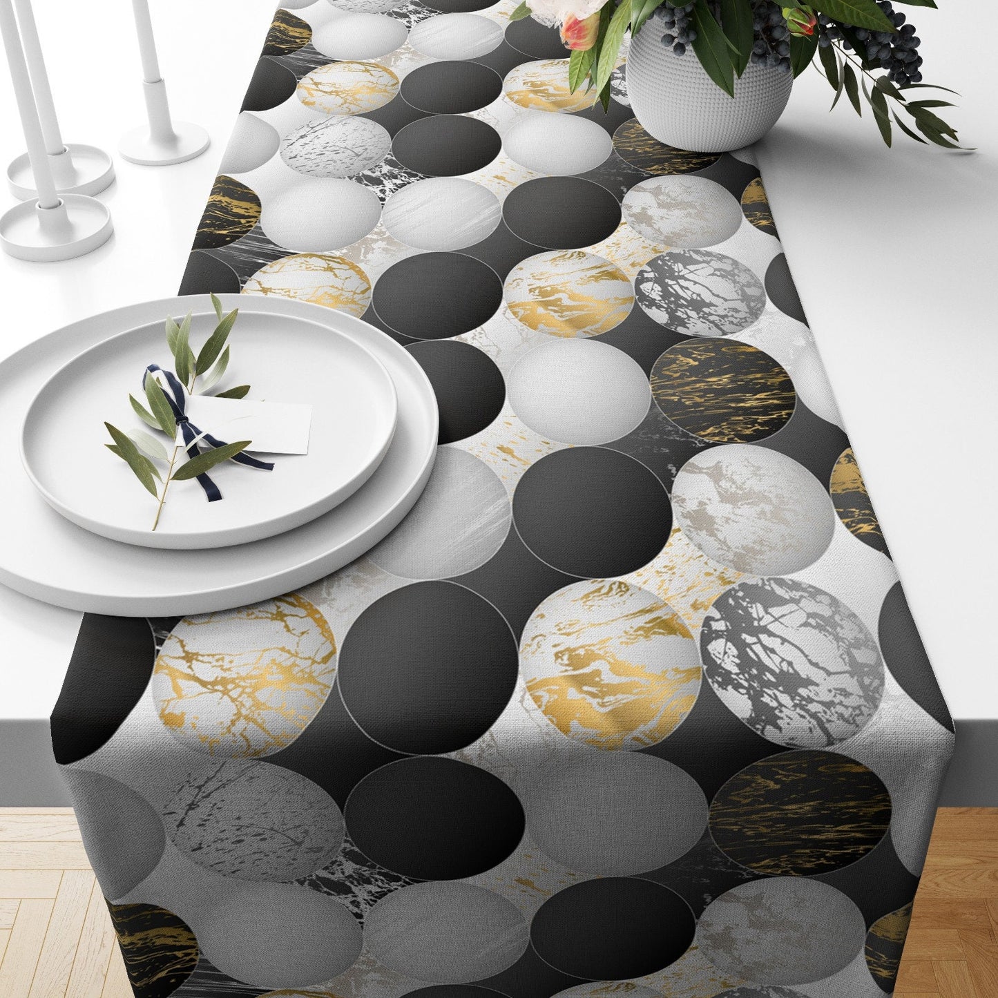 Abstract Zigzag Table Runner Modern Geometric Table Top