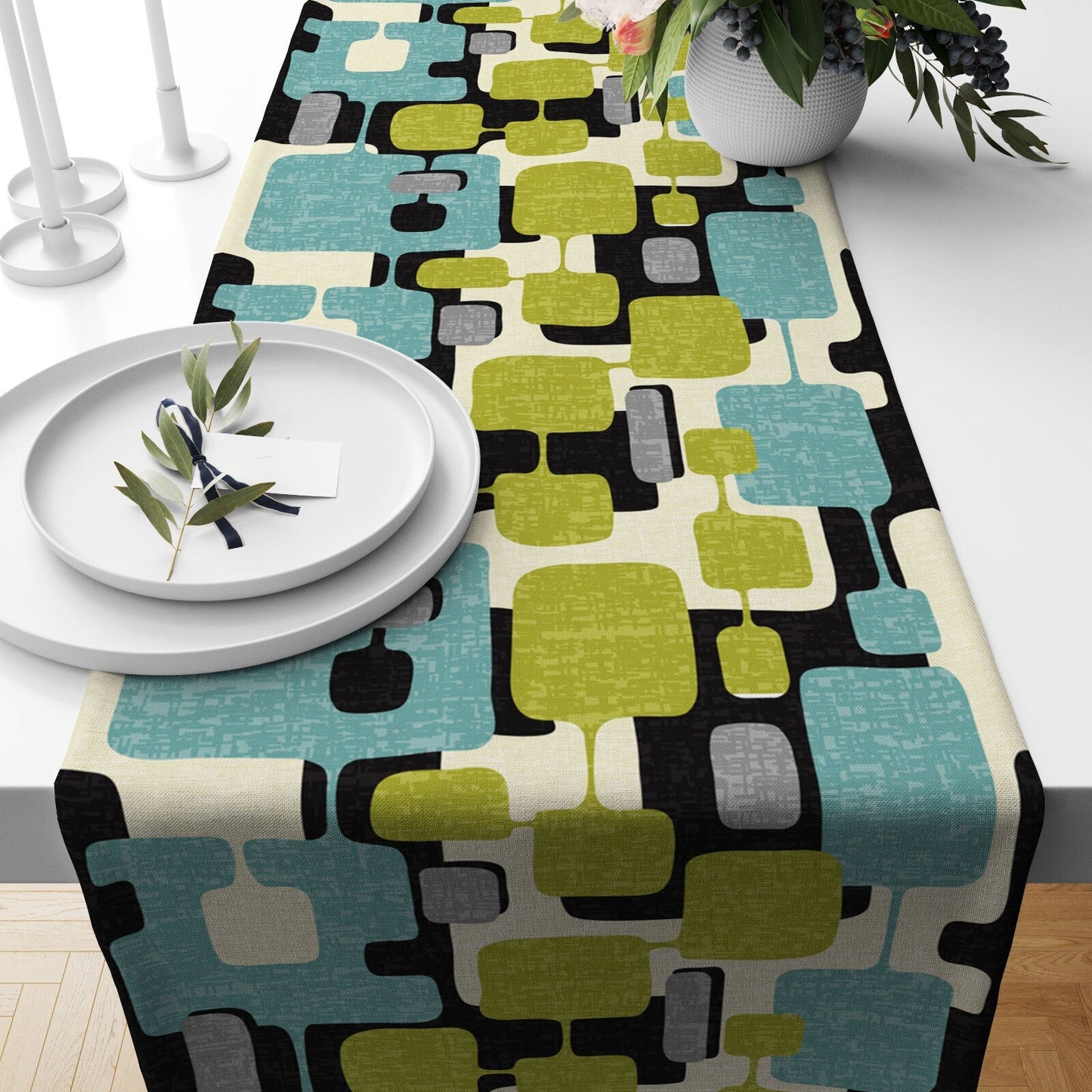 Abstract Retro Mid Century Modern Table Runner