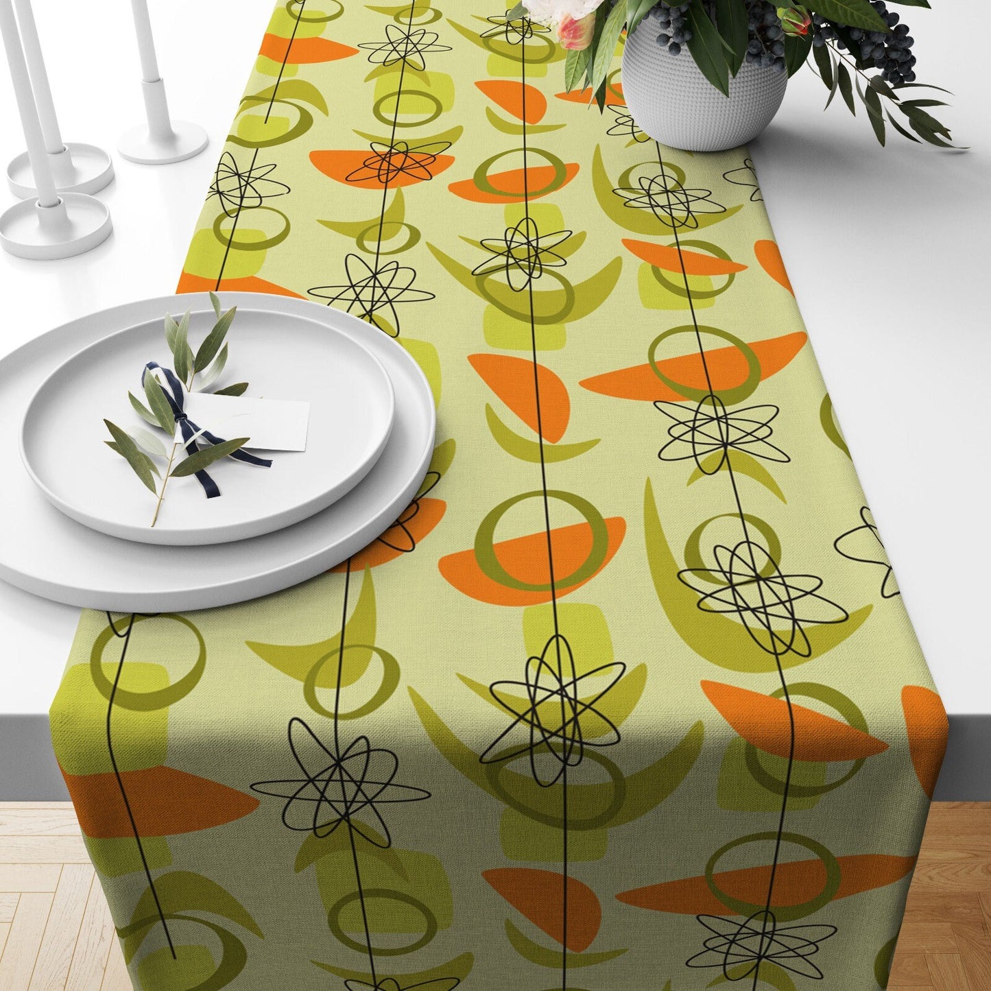 Abstract Retro Mid Century Modern Table Runner
