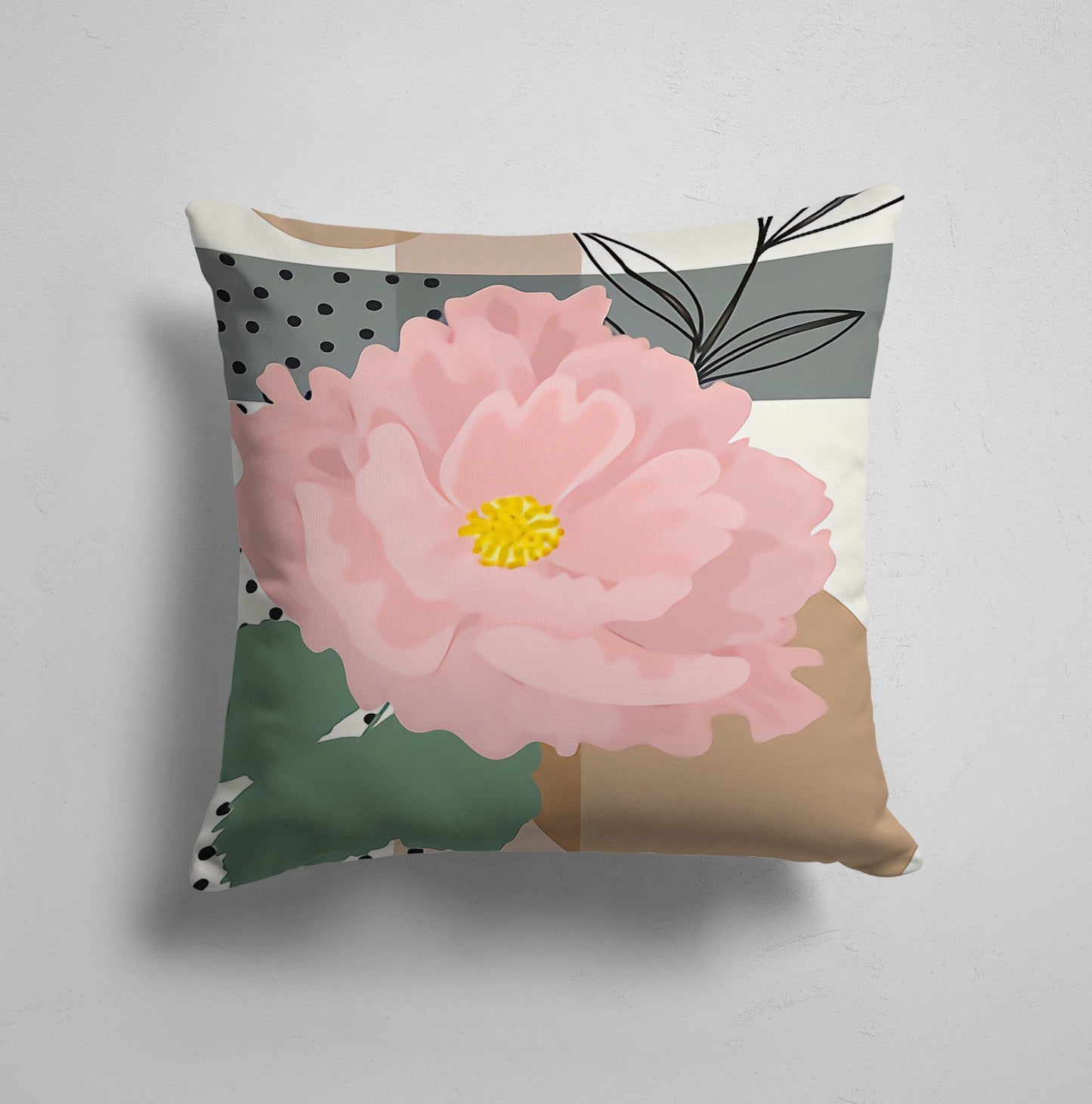 Terracotta Abstract Flower Landscape Cushion Cover