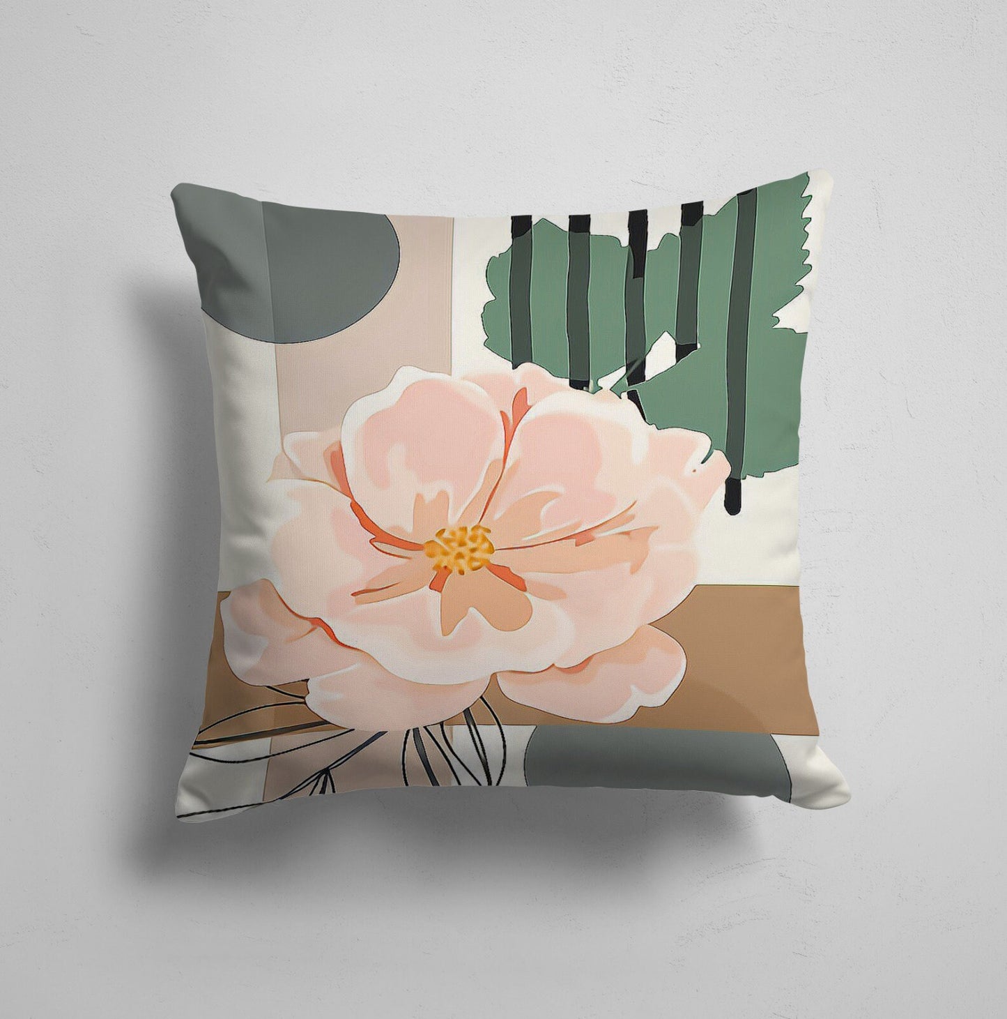 Terracotta Abstract Flower Landscape Cushion Cover