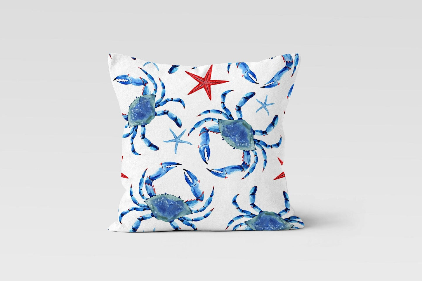 Red and Blue Octopus Cushion Cover, Watercolor Ocean Decor