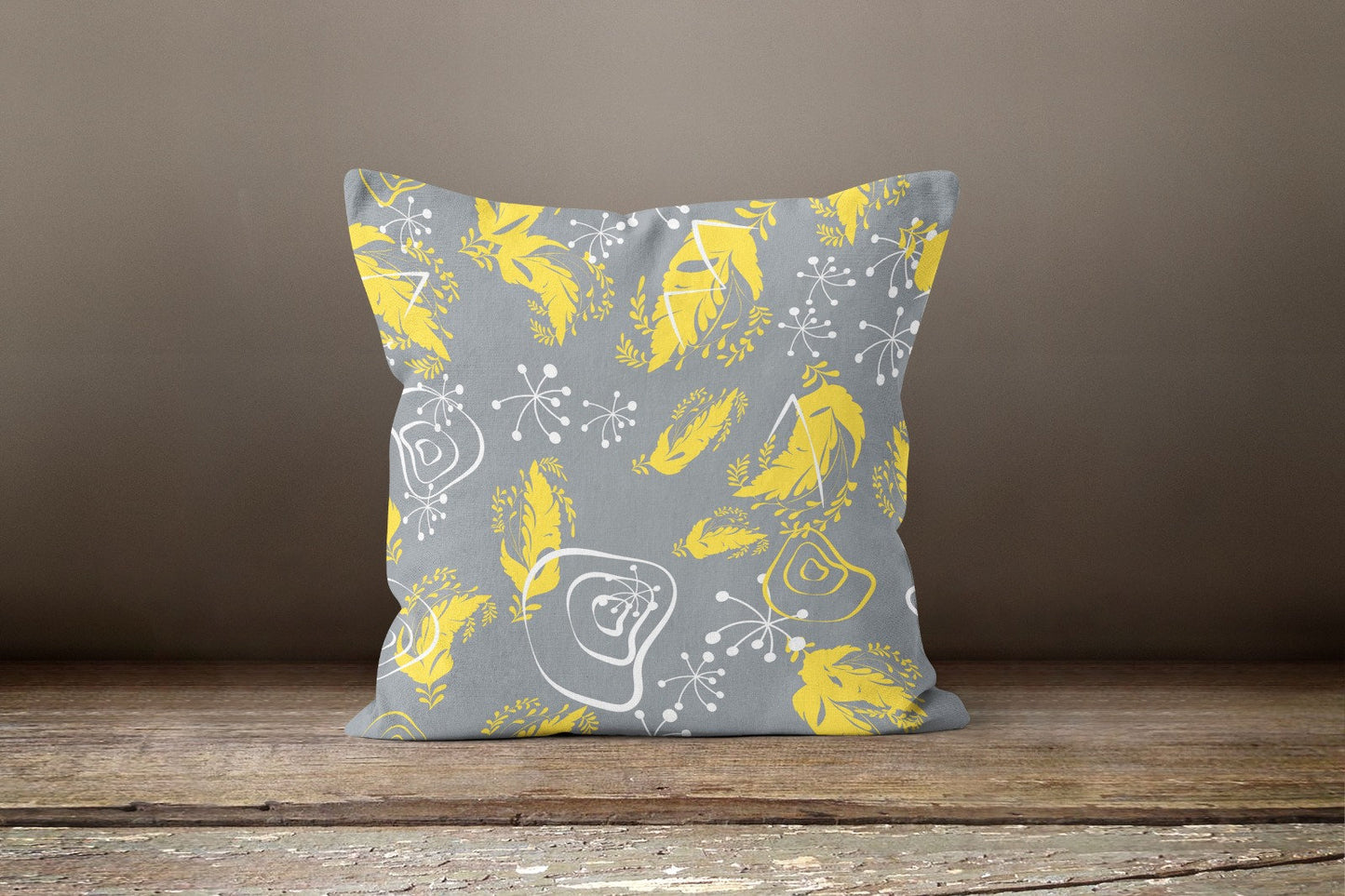 Mustard Grey Geometric Modern Cushion Cover