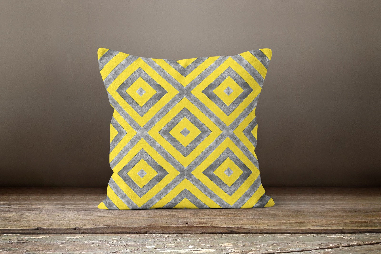 Mustard Grey Geometric Modern Cushion Cover
