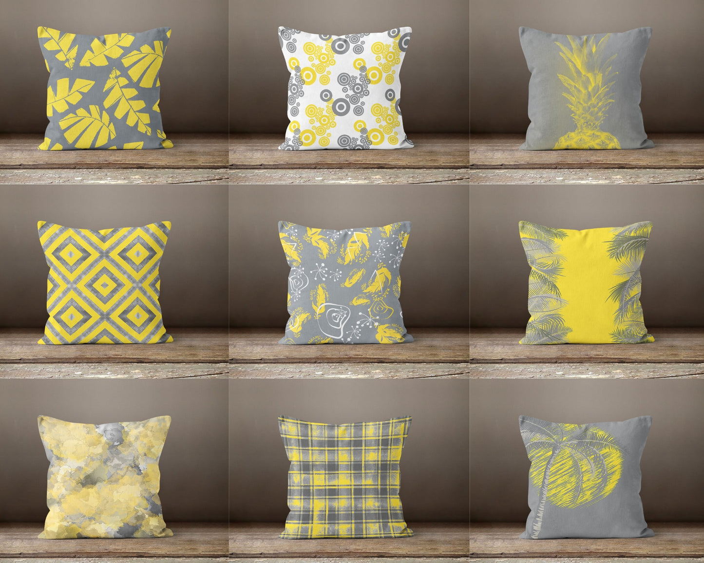 Mustard Grey Geometric Modern Cushion Cover