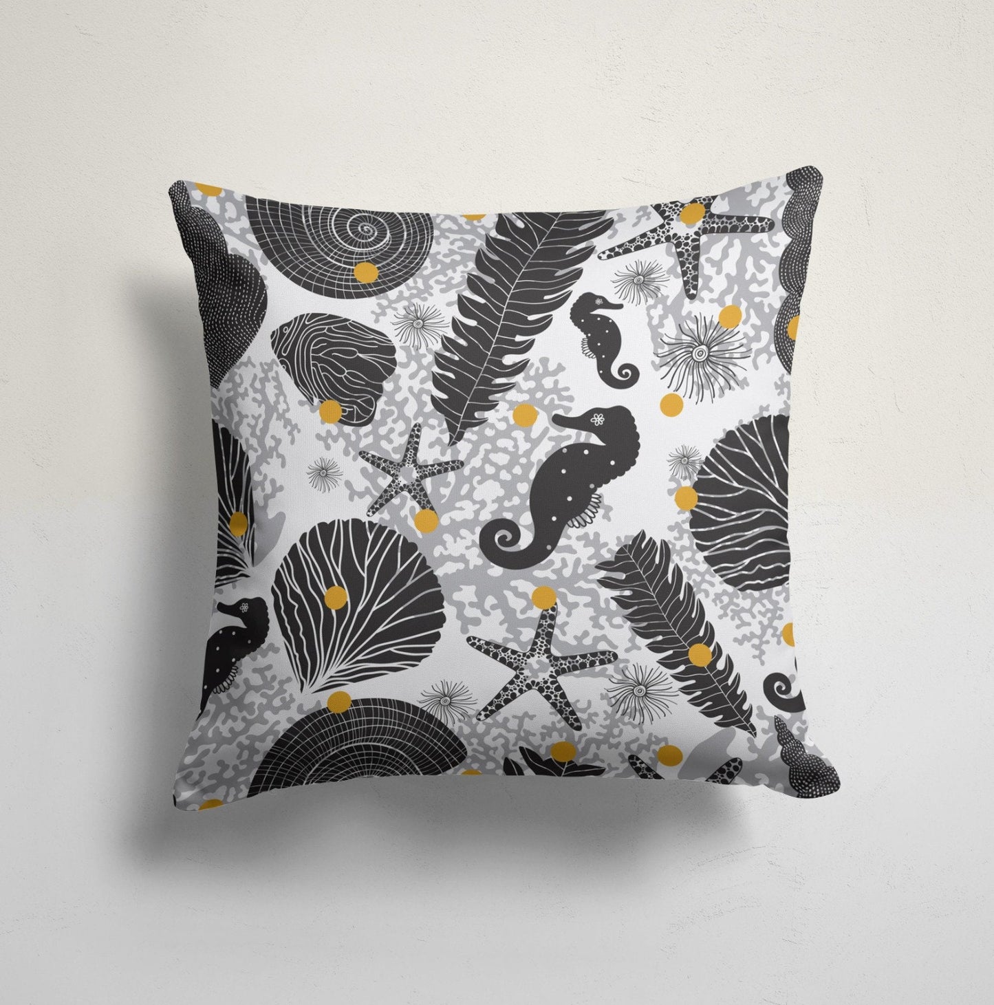 Nautical Seahorse and Seashell Cushion Cover