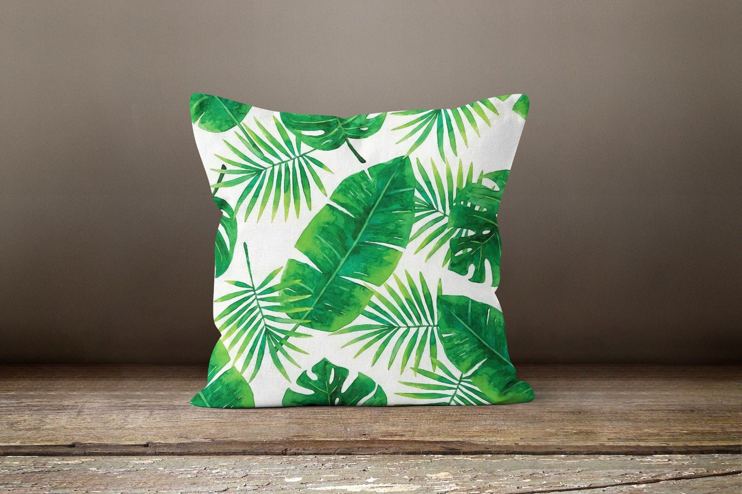 Green Monstera Palm Leaf Tropical Cushion Cover
