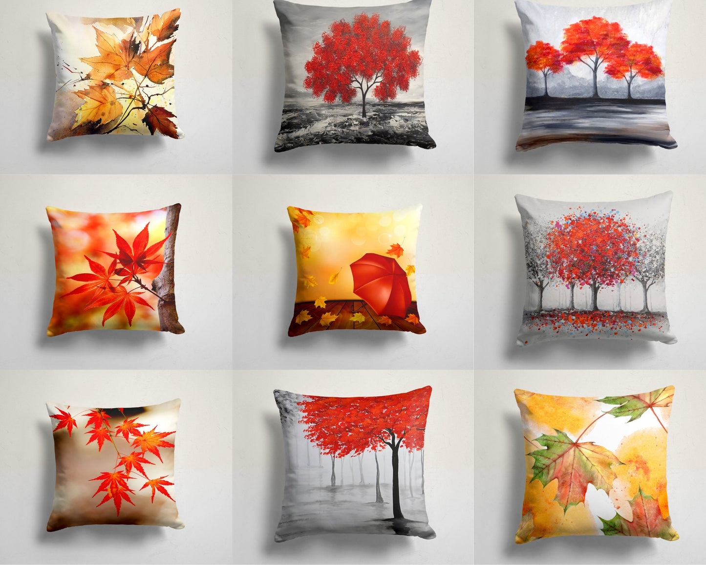 Autumn Maple Leaf Cushion Cover Red Orange Cushion Case