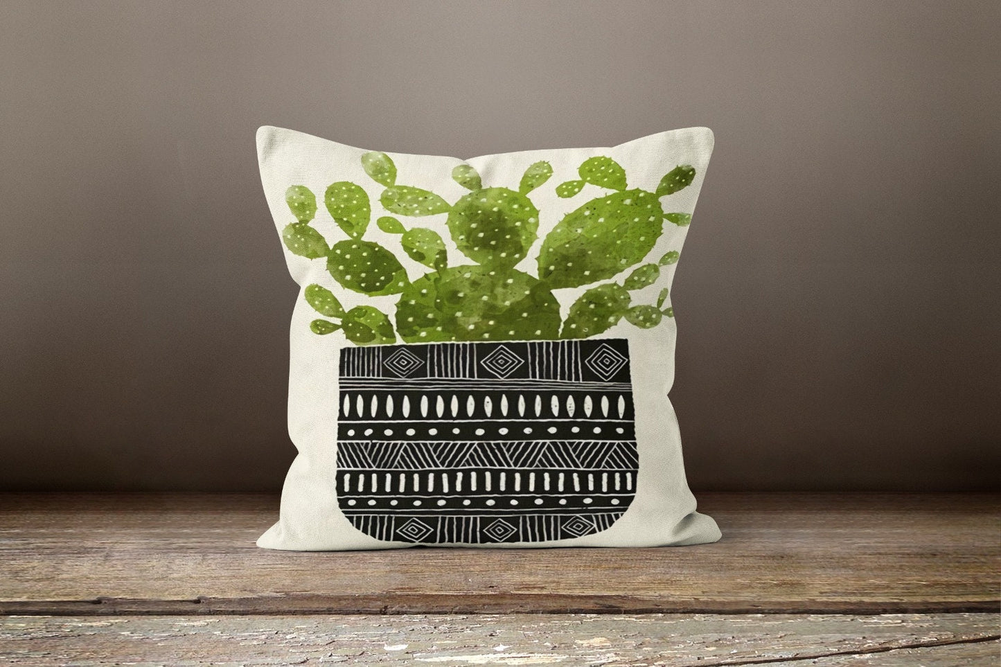 Cactus Cushion Cover Green and Pink Botanical Cushion Case