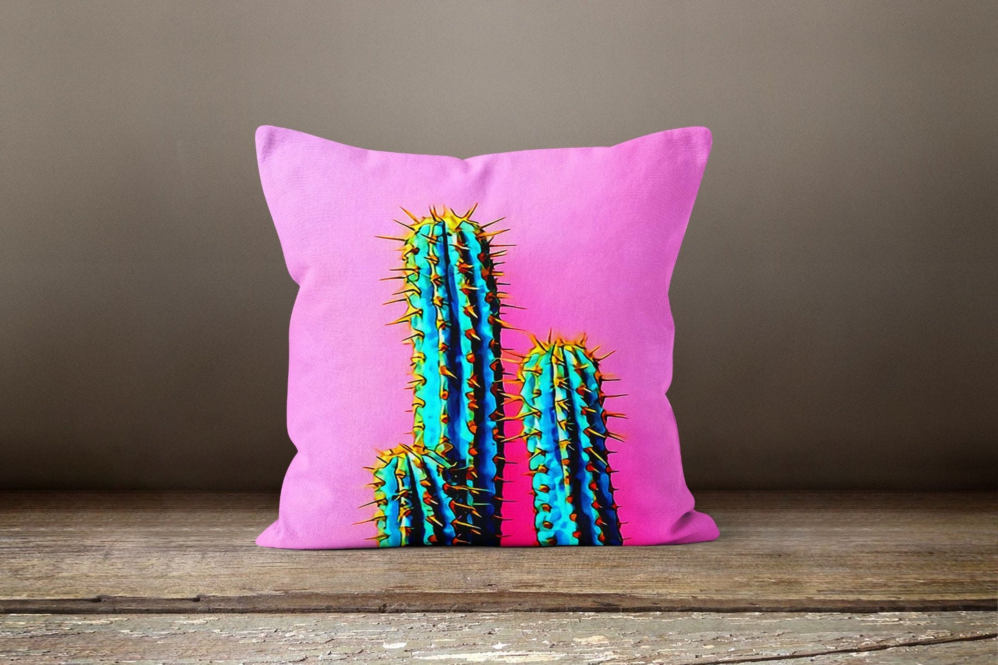 Cactus Cushion Cover Green and Pink Botanical Cushion Case