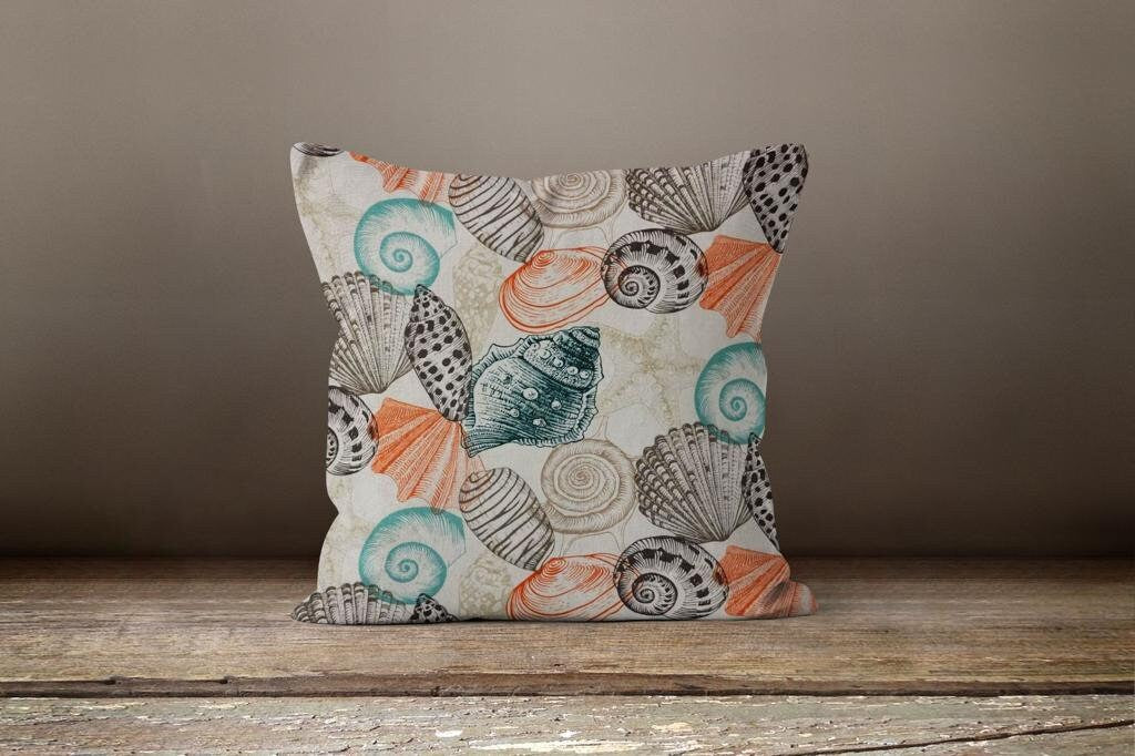 Nautical Sailing Boat Coral Seashell Cushion Cover