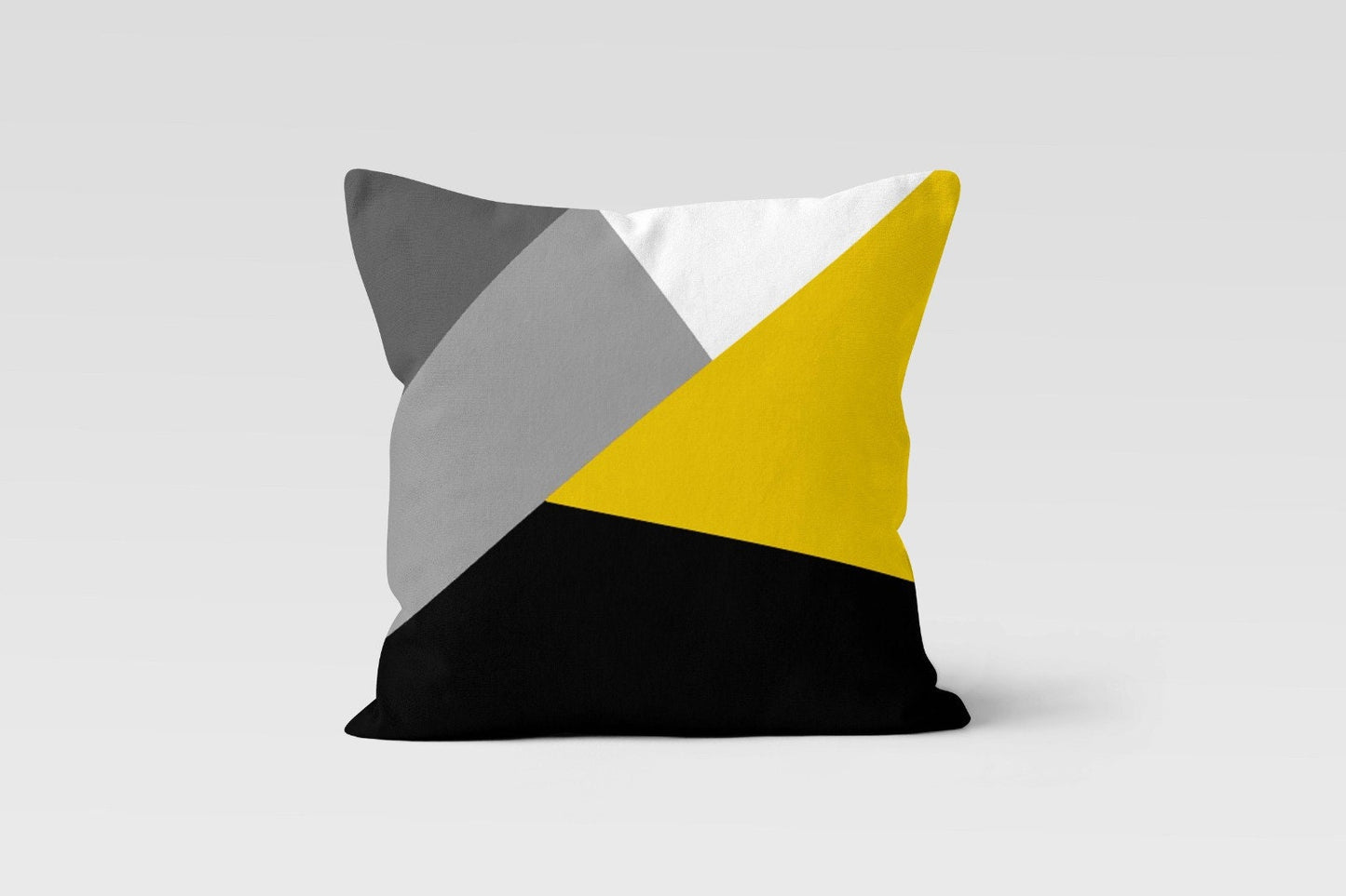 Geometric Yellow Grey Abstract Modern Cushion Cover