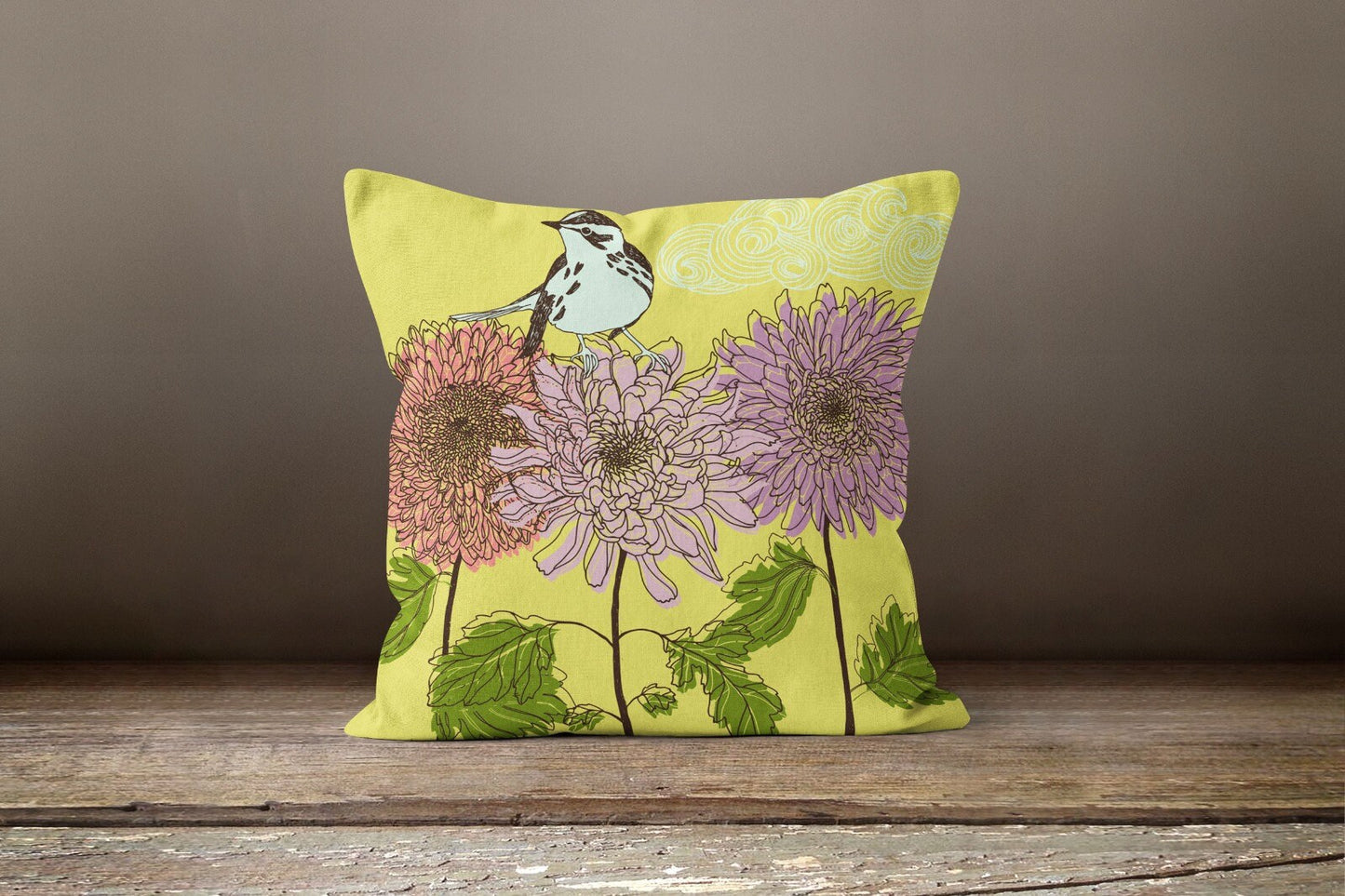 Bird and Flower Decorative Cushion Cover