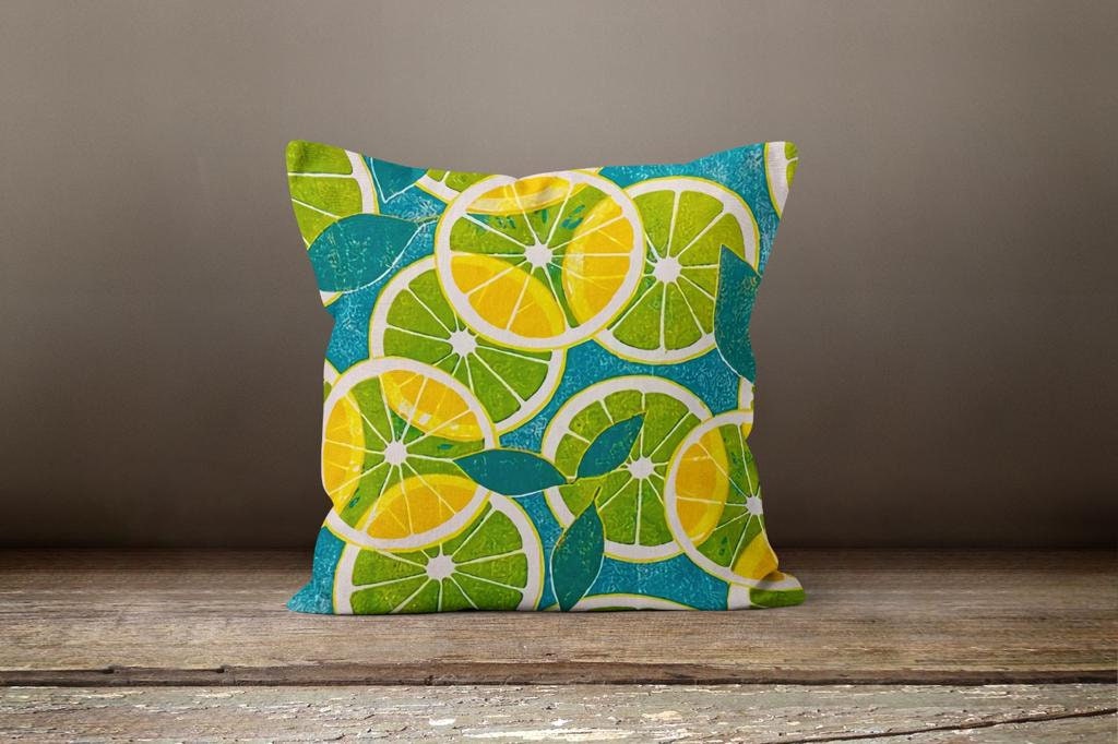 Fruit and Lemon Citrus Pattern Cushion Cover