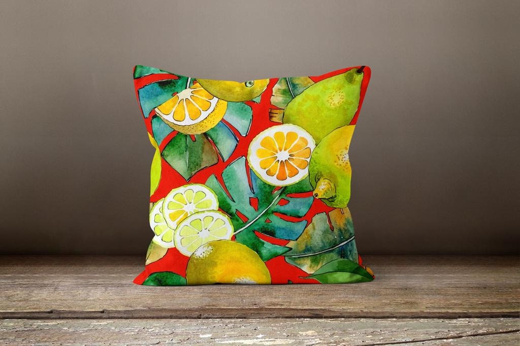 Fruit and Lemon Citrus Pattern Cushion Cover